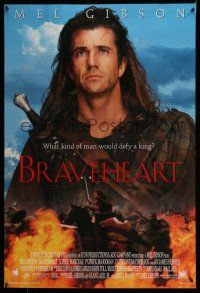 1c132 BRAVEHEART style B int'l DS 1sh '95 cool image of Mel Gibson as William Wallace!