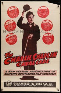 1c152 CHARLIE CHAPLIN CAVALCADE 1sh R40s The Fireman, Behind the Screen, cool art of Chaplin!