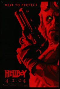 1c331 HELLBOY teaser 1sh '04 Mike Mignola comic, cool red image of Ron Perlman, here to protect!