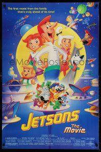 1c427 JETSONS THE MOVIE DS 1sh '90 Hanna-Barbera sci-fi family cartoon, cool art!