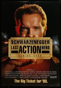 1c460 LAST ACTION HERO int'l advance DS 1sh '93 cool artwork of Arnold Schwarzenegger by Morgan!