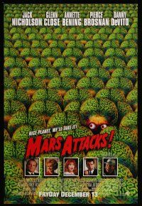 1c516 MARS ATTACKS! advance 1sh '96 directed by Tim Burton, great image of many brainy aliens!