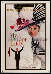 1c562 MY FAIR LADY 1sh R94 great close-up image of Audrey Hepburn, Rex Harrison!