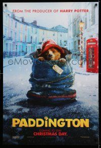 1c583 PADDINGTON teaser DS 1sh '15 image of bear traveler, the adventure begins on Christmas Day!