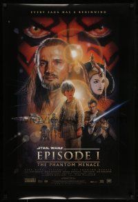 1c593 PHANTOM MENACE style B DS 1sh '99 George Lucas, Star Wars Episode I, art by Drew Struzan!