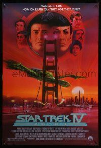 1c738 STAR TREK IV 1sh '86 art of Leonard Nimoy, Shatner & Klingon Bird-of-Prey by Bob Peak!