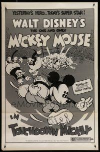 1c794 TOUCHDOWN MICKEY 1sh R74 Walt Disney, great cartoon art of Mickey Mouse playing football!
