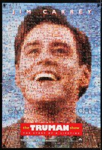 1c805 TRUMAN SHOW teaser DS 1sh '98 really cool mosaic art of Jim Carrey, Peter Weir