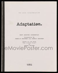 1d035 ADAPTATION For Your Consideration script '02 screenplay by Charlie Kaufman & Donald Kaufman!