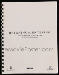 1d105 BREAKING & ENTERING For Your Consideration script Aug 14, 2006 screenplay by Anthony Minghella