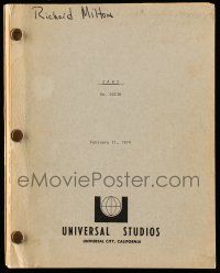 1d349 JAWS script February 11, 1974, screenplay by Peter Benchley!