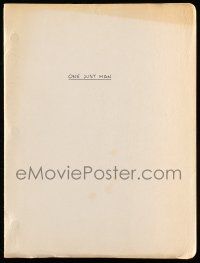 1d480 ONE JUST MAN script '70s unproduced screenplay by Norman Wexler!