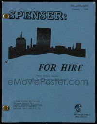 1d601 SPENSER: FOR HIRE revised final draft TV script January 4, 1986, screenplay by Robert Hamilton