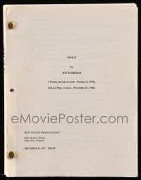 1d692 WOLF revised draft script '94 screenplay by Jim Harrison for Mike Nichols werewolf movie!