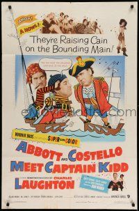 1f008 ABBOTT & COSTELLO MEET CAPTAIN KIDD 1sh '53 art of pirates Bud & Lou with Charles Laughton!