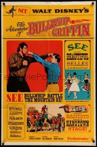 1f011 ADVENTURES OF BULLWHIP GRIFFIN style A 1sh '66 Disney, beautiful belles, mountain ox battle!