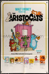1f038 ARISTOCATS 1sh R80 Walt Disney feline jazz musical cartoon, great colorful artwork!