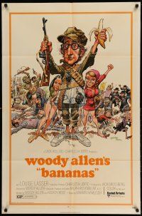1f049 BANANAS 1sh '71 great artwork of Woody Allen by E.C. Comics artist Jack Davis!