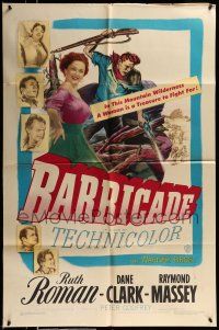 1f056 BARRICADE 1sh '50 Jack London, Ruth Roman is a treasure to fight for!