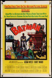 1f057 BATMAN 1sh '66 heroes Adam West & Burt Ward w/ villains Meriwether, Romero, Meredith & Gorshin