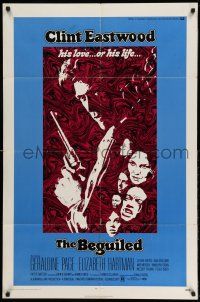 1f063 BEGUILED 1sh '71 cool psychedelic art of Clint Eastwood & Geraldine Page, Don Siegel