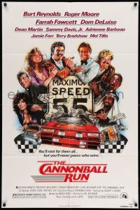 1f126 CANNONBALL RUN 1sh '81 Burt Reynolds, Farrah Fawcett, Drew Struzan car racing art!