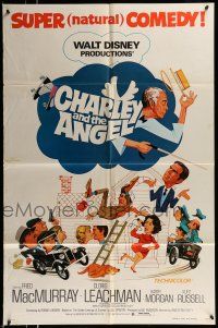 1f145 CHARLEY & THE ANGEL 1sh '73 Disney, Fred MacMurray, Cloris Leachman, supernatural comedy!