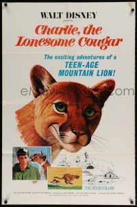 1f146 CHARLIE THE LONESOME COUGAR 1sh '67 Walt Disney, art of smiling teen-age mountain lion!