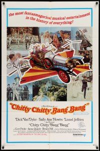 1f149 CHITTY CHITTY BANG BANG style B 1sh '69 Dick Van Dyke, Sally Ann Howes, artwork of flying car