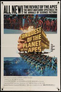1f168 CONQUEST OF THE PLANET OF THE APES style B 1sh '72 Roddy McDowall, the revolt of the apes!