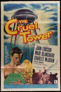 1f174 CRUEL TOWER 1sh '56 the higher they climb, the closer they get to terror!