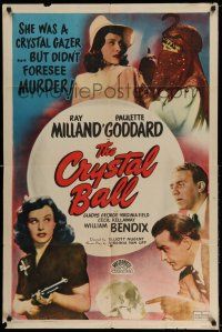 1f175 CRYSTAL BALL 1sh R48 Paulette Goddard, Ray Milland & wacky monster!