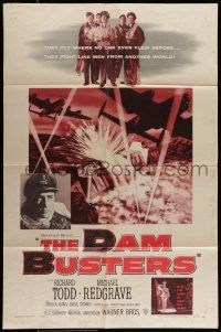 1f176 DAM BUSTERS 1sh '55 Michael Redgrave & Richard Todd in WWII action!