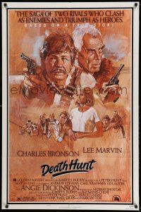 1f186 DEATH HUNT style B 1sh '81 artwork of Charles Bronson & Lee Marvin with guns by John Solie!