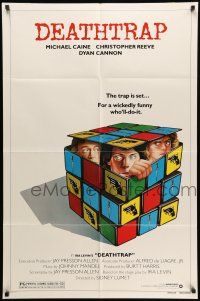 1f189 DEATHTRAP style B 1sh '82 art of Chris Reeve, Michael Caine & Dyan Cannon in Rubik's Cube!