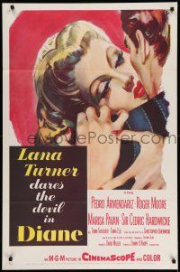 1f195 DIANE 1sh '56 sexy Lana Turner dares the devil, great close up romantic art!