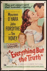 1f218 EVERYTHING BUT THE TRUTH 1sh '56 sexy Maureen O'Hara got caught with her scandals showing!