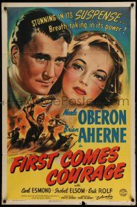 1f236 FIRST COMES COURAGE style A 1sh '43 Merle Oberon, Brian Aherne, directed by Dorothy Arzner!