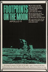 1f245 FOOTPRINTS ON THE MOON 1sh '69 the real story of Apollo 11, cool image of moon landing!