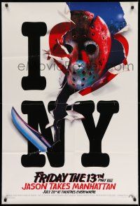 1f251 FRIDAY THE 13th PART VIII July teaser recalled 1sh '89 Jason Takes Manhattan, I love NY!