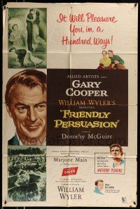1f252 FRIENDLY PERSUASION 1sh '56 Gary Cooper will pleasure you in a hundred ways!