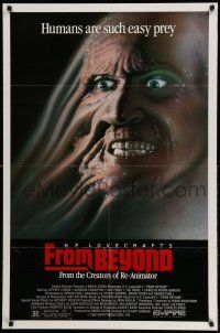 1f253 FROM BEYOND 1sh '86 H.P. Lovecraft, wild sci-fi horror image, humans are such easy prey!