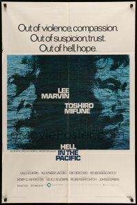 1f306 HELL IN THE PACIFIC 1sh '69 Lee Marvin, Toshiro Mifune, directed by John Boorman!