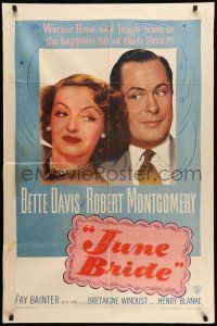 1f403 JUNE BRIDE 1sh '48 Bette Davis & Robert Montgomery in the happiest hit of their lives!