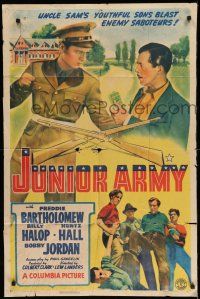 1f405 JUNIOR ARMY 1sh '42 art of uniformed Freddie Bartholomew, with Billy Halop and Huntz Hall!