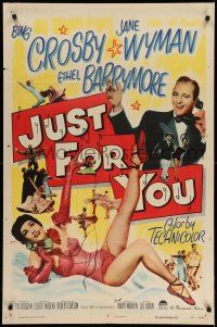 1f408 JUST FOR YOU 1sh '52 great image of Bing Crosby & sexy Jane Wyman on telephone!