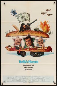 1f410 KELLY'S HEROES style B 1sh '70 Clint Eastwood, Savalas, Rickles, & Sutherland in a sandwich!