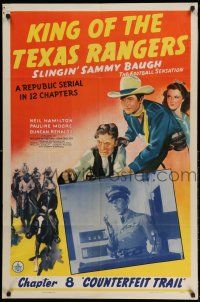 1f418 KING OF THE TEXAS RANGERS chapter 8 1sh '41 Slingin Sammy Baugh in cowboy western serial!