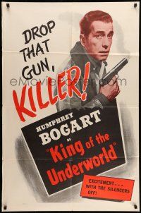 1f420 KING OF THE UNDERWORLD 1sh R56 Kay Francis cool art of Humphrey Bogart w/.45!