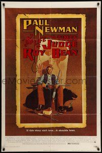 1f460 LIFE & TIMES OF JUDGE ROY BEAN 1sh '72 John Huston, art of Paul Newman by Richard Amsel!